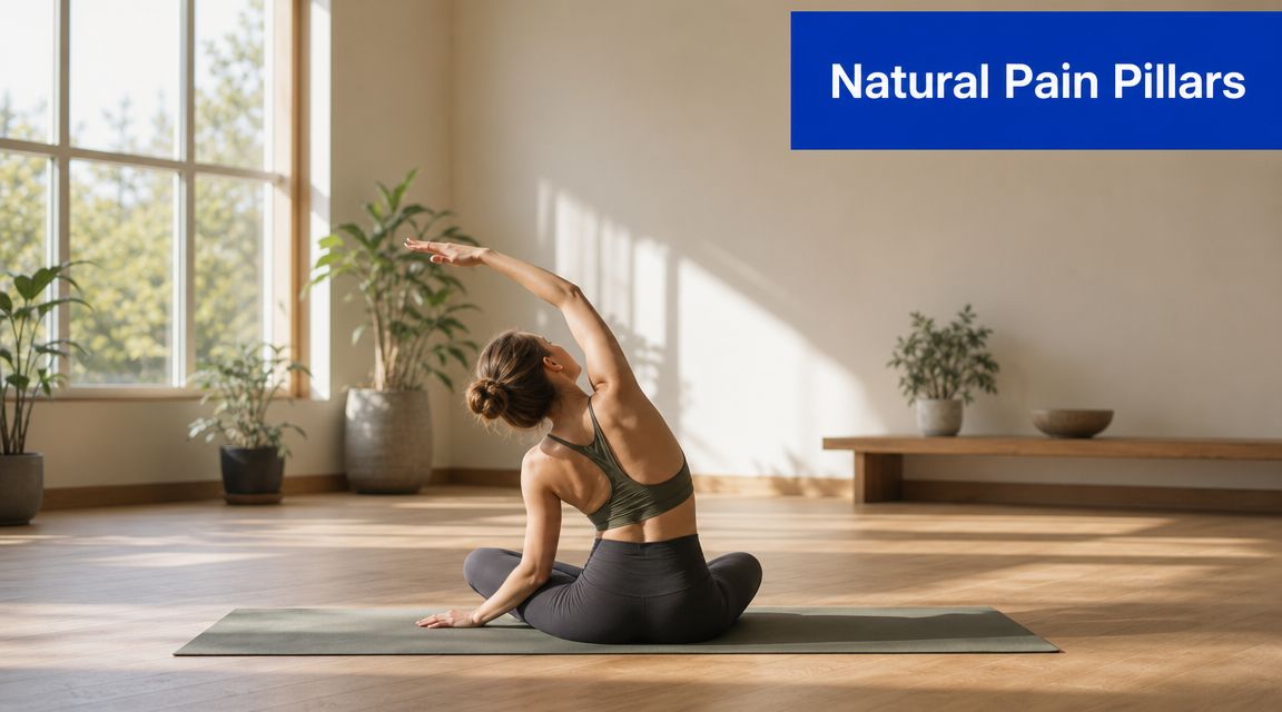 A woman performing a seated yoga stretch on a mat in a bright, minimalist room.
